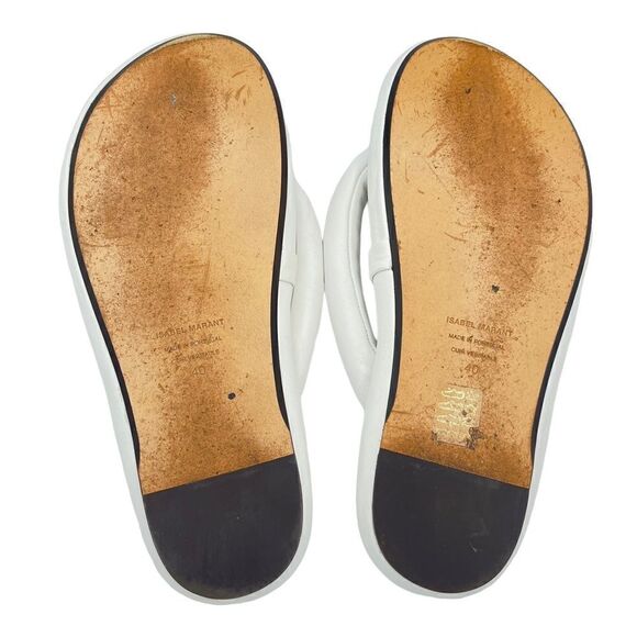 Isabel Marant Orene Leather Flatform Sandals White Size 10 - Picture 11 of 15